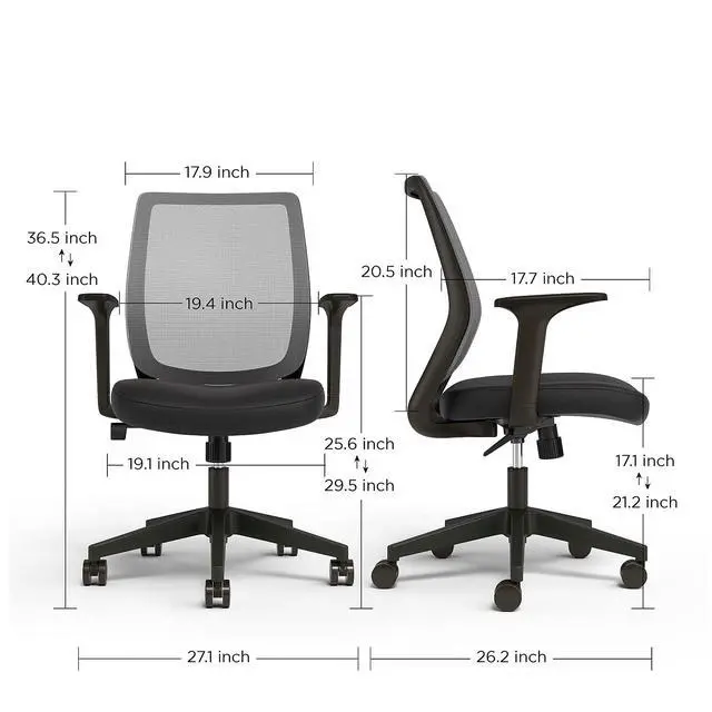 Alt view image 2 of 6 - Staples Ergonomic Task Chair, Mesh, Ergonomic, Adjustable Height, Swivel