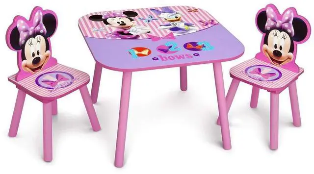 Main image of Disney Minnie Mouse Kids Table and Chair Set 3- Piece Set (2 Chairs Included) - Ideal for Arts & Crafts, Snack Time, Homework & More, Pink