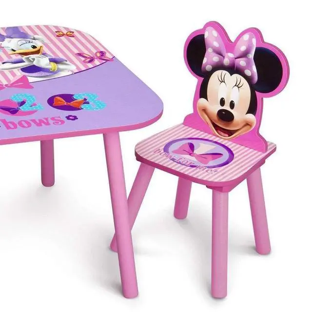 Alt view image 3 of 5 - Disney Minnie Mouse Kids Table and Chair Set 3- Piece Set (2 Chairs Included) - Ideal for Arts & Crafts, Snack Time, Homework & More, Pink