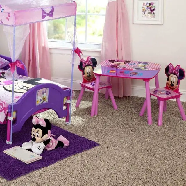 Alt view image 5 of 5 - Disney Minnie Mouse Kids Table and Chair Set 3- Piece Set (2 Chairs Included) - Ideal for Arts & Crafts, Snack Time, Homework & More, Pink