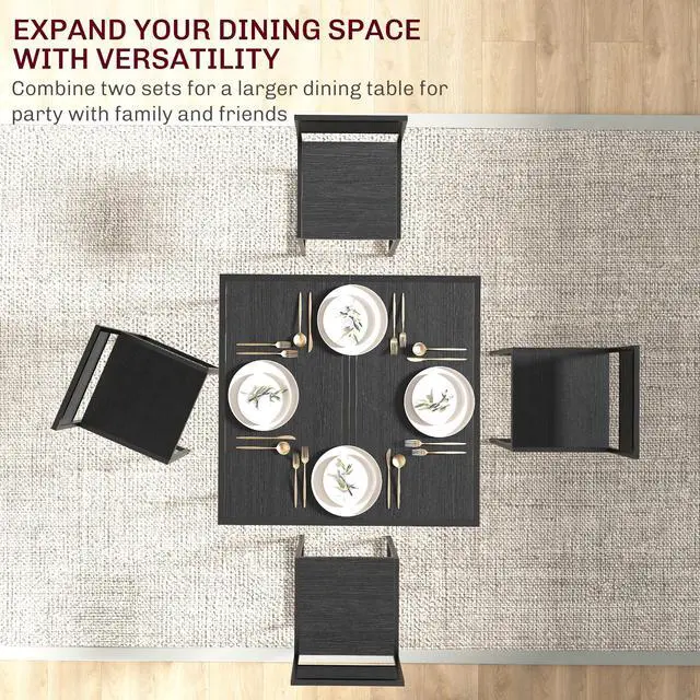 Alt view image 6 of 6 - Small Dining Table Set for 2, Kitchen Table and Chairs Set, Compact Dining Sets for Small Spaces, Black