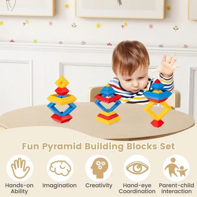 Alt view image 5 of 6 - Kids Table and Chair Set, Bentwood Toddler Round Table and 4 Chairs for Craft Art, Building Block, 5-Piece Children Furniture Set for Daycare, Kindergarten, Playroom (Natural)