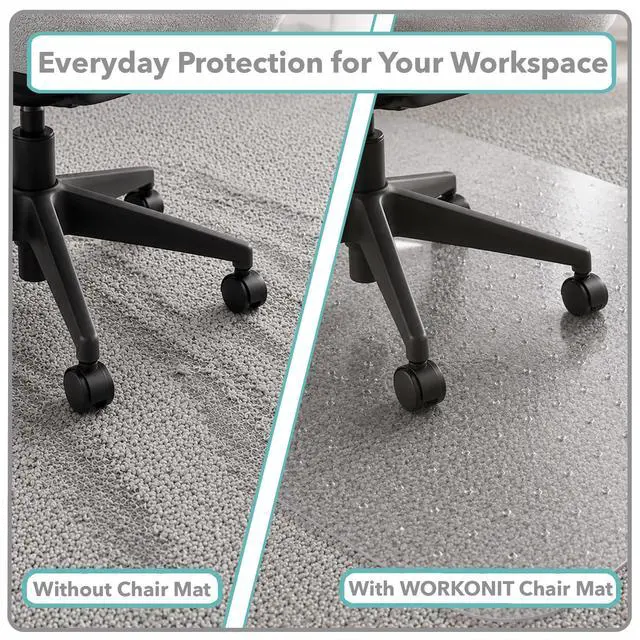 Alt view image 4 of 6 - Office Chair Mat, 46" x 60" Clear Desk Chair Floor Mat for Low Pile Carpet, Heavy Duty Non-Slip Thick Floor Protector for Home and Office