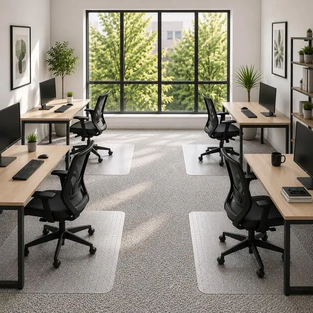 Alt view image 5 of 6 - Office Chair Mat, 46" x 60" Clear Desk Chair Floor Mat for Low Pile Carpet, Heavy Duty Non-Slip Thick Floor Protector for Home and Office