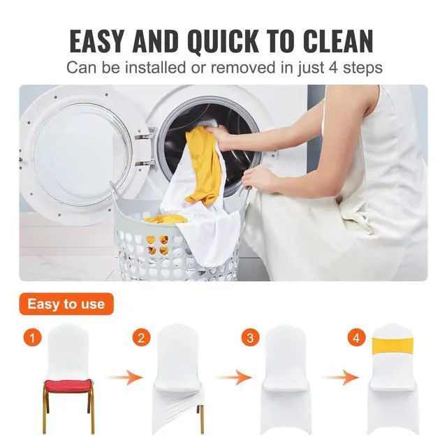 Alt view image 4 of 6 - Stretch Spandex Folding Chair Covers, Universal Fitted Chair Cover with Chair Sashes, Removable Washable Protective Slipcovers, for Wedding, Holiday, Banquet, Party, Dining (50 Set Gold & White)