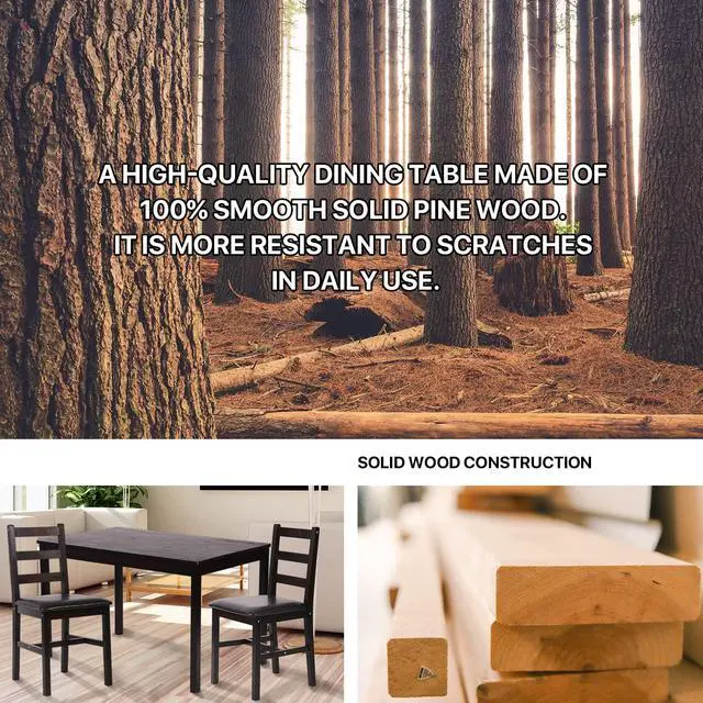 Alt view image 3 of 6 - Kitchen Table Set for 2, 3 Piece Wooden Dining Table Set with 2 Chairs for Small Space, Modern Square Counter Height Small Dinette Set for Kitchen, Restaurant, Dark Brown