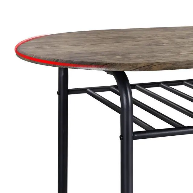 Alt view image 5 of 6 - 3 Piece Kitchen Table Set - Dining Table Sets for 2 - Compact Table and Chairs w/Steel Frame & Shelf Storage for Small Spaces, Apartment,Bistro - Drift Brown