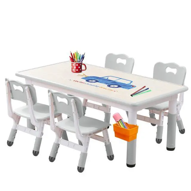 Main image of Kids Table and Chair Set, Adjustable Toddler Non-Slip Table Legs&Organizer Graffiti Desktop Suitable for Ages 3-12