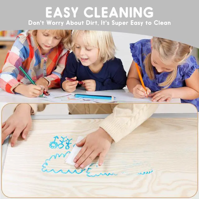 Alt view image 3 of 6 - Kids Table and Chair Set, Adjustable Toddler Non-Slip Table Legs&Organizer Graffiti Desktop Suitable for Ages 3-12