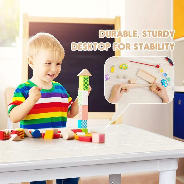 Alt view image 4 of 6 - Kids Table and Chair Set, Adjustable Toddler Non-Slip Table Legs&Organizer Graffiti Desktop Suitable for Ages 3-12
