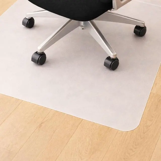 Alt view image 5 of 6 - Anti-Slip Chair Mat for Hard Floors, 45" x 53" Durable White Office Hardwood Floor Protector with Non-Slip Backing, Rectangular, Eco-Friendly Polypropylene, Foldable, Multiple Sizes