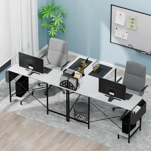 Alt view image 6 of 6 - L Shaped Desk Gaming Computer 50 Inch Reversible Corner Table PC Work Table for Writing Study Student with Wood Tabletop Metal Frame CPU Stand Side Bag for Home Office Small Place