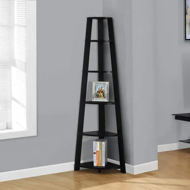 Alt view image 4 of 5 - Corner Bookcase, Black, 72"H
