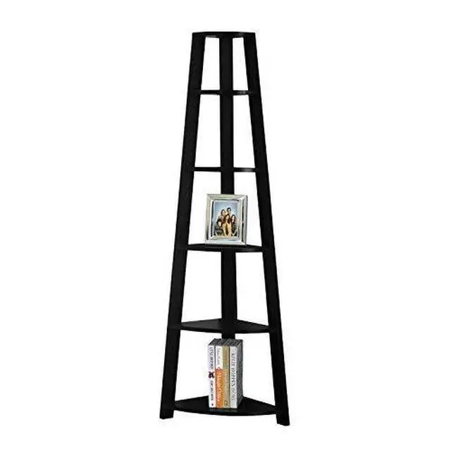 Alt view image 5 of 5 - Corner Bookcase, Black, 72"H