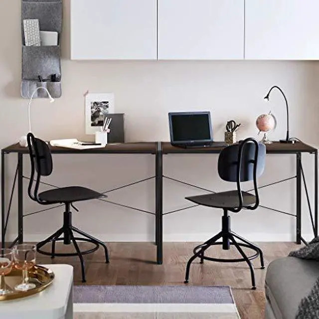 Alt view image 4 of 6 - Folding Computer Desk, Writing Study Desks for Home Office, Corner Laptop Gaming Folding Table with Metal Frame, 39 Inches,Brown