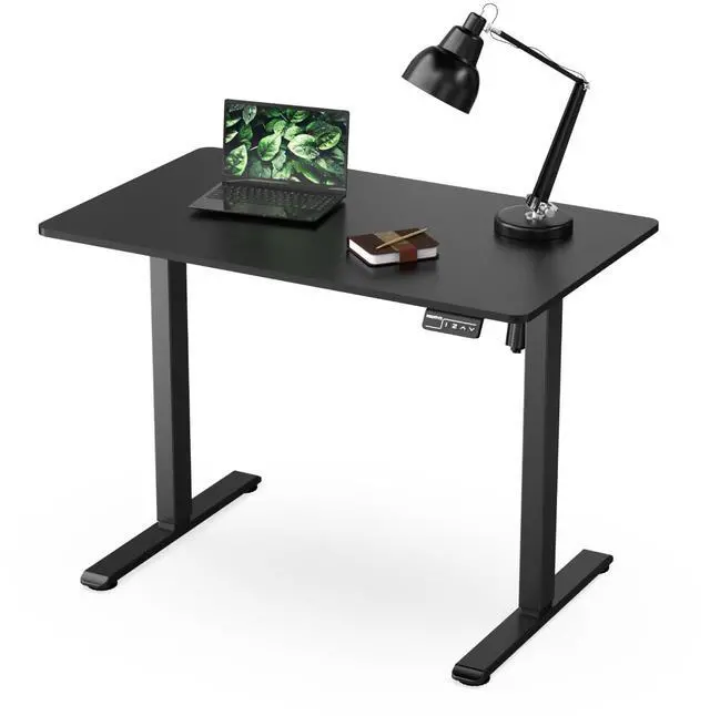 Main image of Electric Standing Desk Adjustable Height 40x24 Compact Sit Stand Desk with Memory Presets, Home Office Workstation, Ergonomic Small Computer Table, Black Frame and Black Top