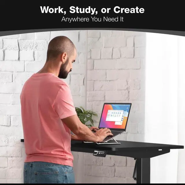 Alt view image 5 of 6 - Electric Standing Desk Adjustable Height 40x24 Compact Sit Stand Desk with Memory Presets, Home Office Workstation, Ergonomic Small Computer Table, Black Frame and Black Top
