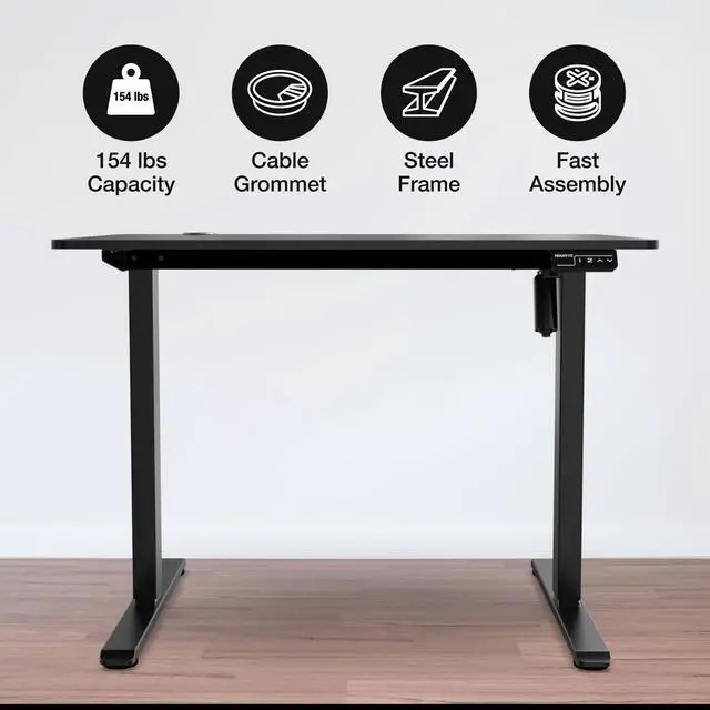 Alt view image 6 of 6 - Electric Standing Desk Adjustable Height 40x24 Compact Sit Stand Desk with Memory Presets, Home Office Workstation, Ergonomic Small Computer Table, Black Frame and Black Top