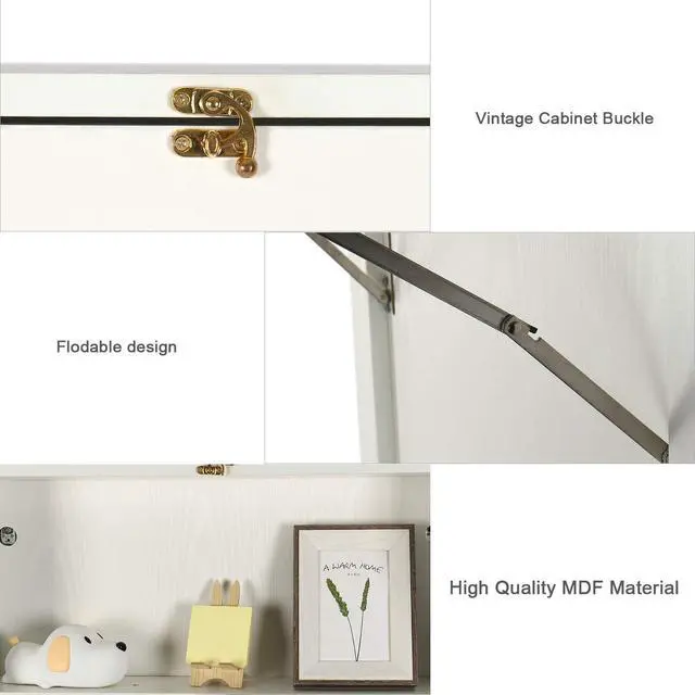 Alt view image 4 of 6 - YUSING Wall Mounted Table, Fold Out Convertible Desk Multi-Function Computer Desk Writing Desk Home Office Wood Wall Floating Desk with Large Storage Area