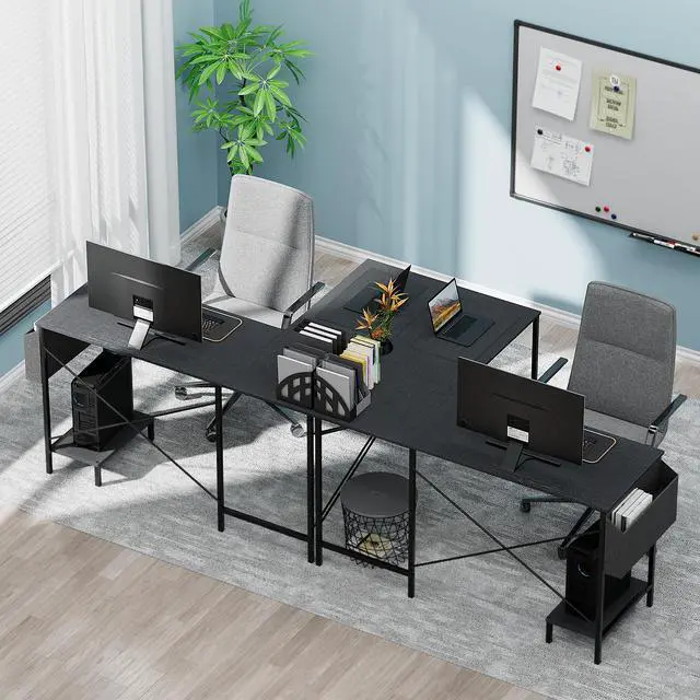 Alt view image 6 of 6 - L Shaped Desk Gaming Computer 50 Inch Reversible Corner Table PC Work Table for Writing Study Student with Wood Tabletop Metal Frame CPU Stand Side Bag for Home Office Small Place