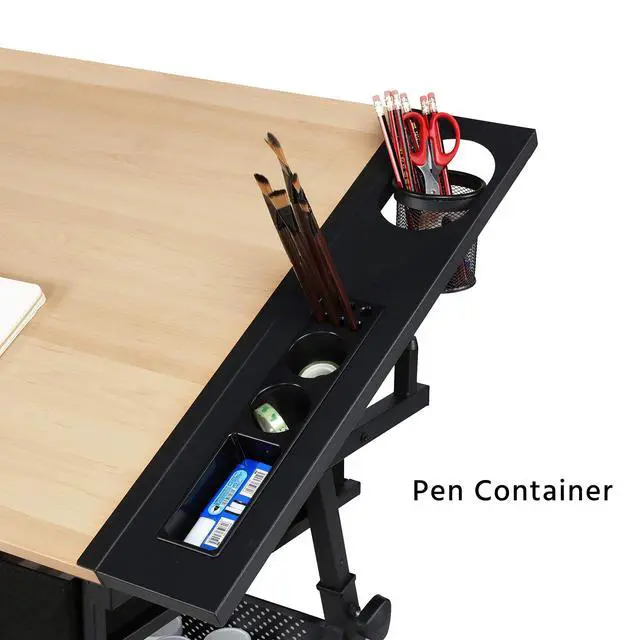 Alt view image 5 of 6 - Height Adjustable Drafting Table Drawing Desk Tiltable Tabletop Art Craft Work Station with Stool for Artists Painters Students Adults