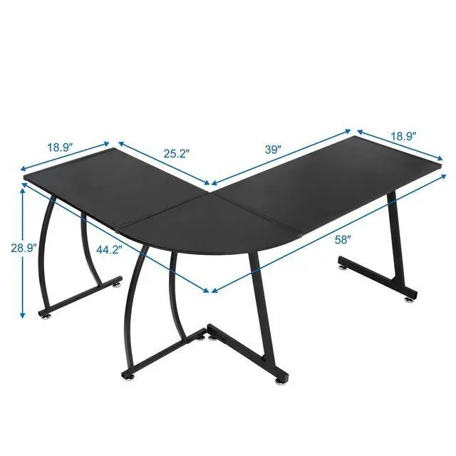Alt view image 3 of 6 - L-Shape 58.1in Corner Computer Desk Home Office PC Laptop Table Multipurpose Gaming Workstation with Solid Steel Frame/Waterproof Desktop