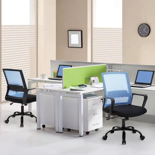Alt view image 2 of 6 - Small Office Chair Home Office Desk Chair Computer Chair Work Chair Mesh Chair Rolling Chair with Armrest for Home Office, Blue