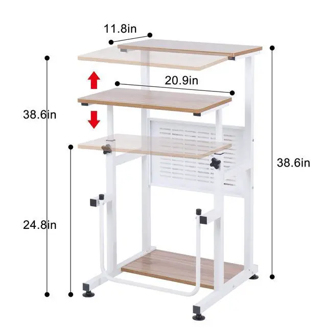 Alt view image 3 of 6 - Adjustable-Height Standing Desk, 2-Mode Modern Standing and Sitting Desk, Light Grain