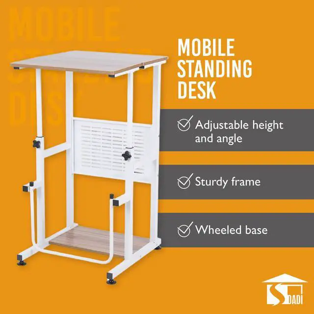 Alt view image 5 of 6 - Adjustable-Height Standing Desk, 2-Mode Modern Standing and Sitting Desk, Light Grain
