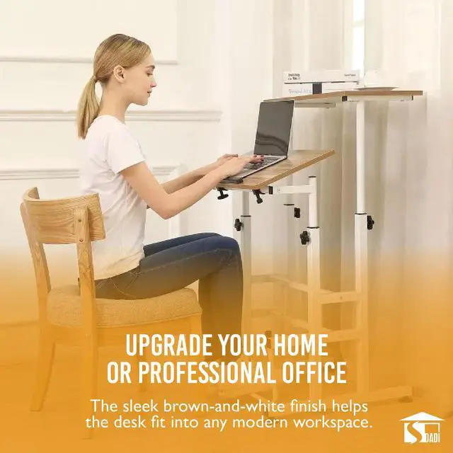 Alt view image 6 of 6 - Adjustable-Height Standing Desk, 2-Mode Modern Standing and Sitting Desk, Light Grain