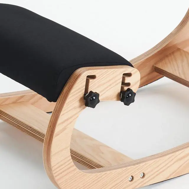 Alt view image 4 of 6 - Ergonomic Kneeling Chair, Adjustable Rocking Office Chair Wooden Knee Chair Posture Chair for Home Office Back Pain Relief, Black