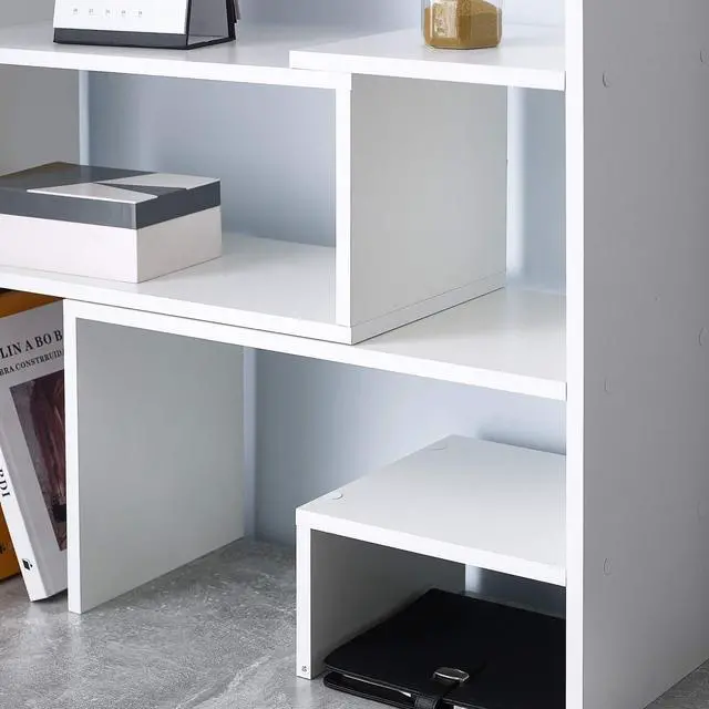 Alt view image 6 of 6 - Yak About It Compact Adjustable Dorm Desk Bookshelf - White