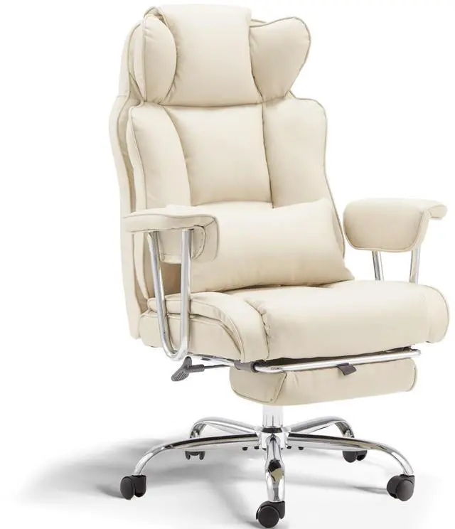 Main image of Big and Tall Office Chair with Foot Rest Comfortable Executive Reclining Office Large Leather Chair with Adjustable High Back Heavy Duty for Heavy People up to 400lbs