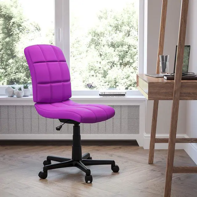 Main image of Mid-Back Purple Quilted Vinyl Swivel Task Office Chair