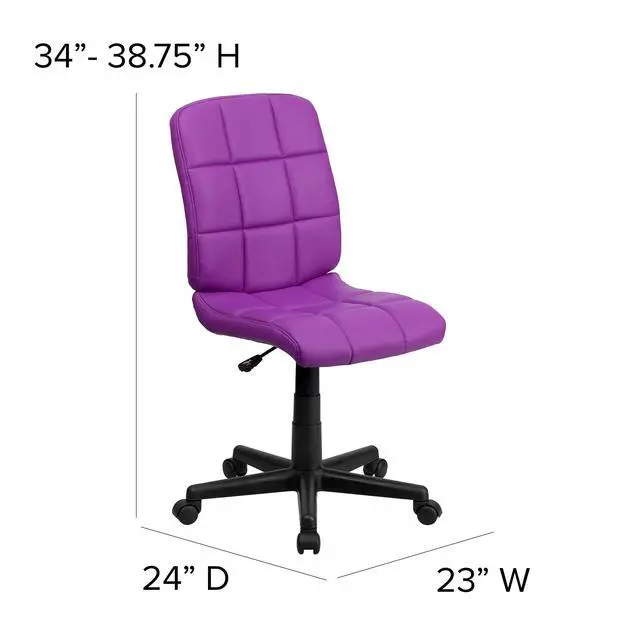 Alt view image 2 of 6 - Mid-Back Purple Quilted Vinyl Swivel Task Office Chair