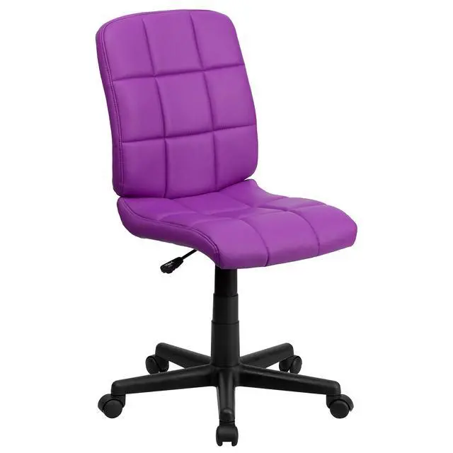Alt view image 3 of 6 - Mid-Back Purple Quilted Vinyl Swivel Task Office Chair