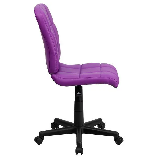 Alt view image 6 of 6 - Mid-Back Purple Quilted Vinyl Swivel Task Office Chair