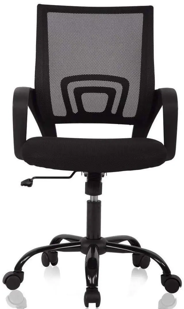 Main image of Ergonomic Mid Back Mesh Office Desk Chair with Lumbar Support & Armrest, Modern Adjustable Height Swivel Task Executive Chair for Women & Men, Black