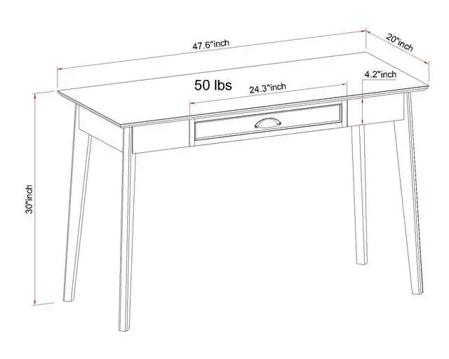 Alt view image 3 of 6 - Newport Series Home Office Computer Writing Desk with Fully Extended Drawer | Laptop PC Workstation with USB Hub | Sturdy and Stylish | Easy Assembly| Smoke Oak Wood Look Accent Living Room Furniture
