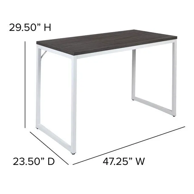 Alt view image 2 of 6 - Industrial Modern Desk-47"L Commercial Grade Home Office Desk-Rustic Gray/White