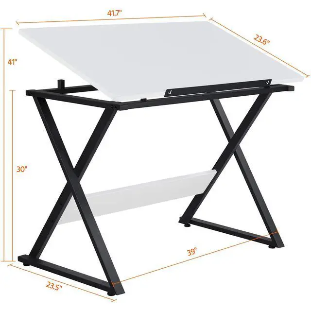 Alt view image 3 of 6 - Drafting Table for Artists Art Desk Drawing Painting Studying Table w/Tilted Tabletop Art Craft Work Station for Adults Home Office School Use