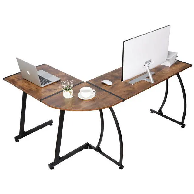 Alt view image 4 of 6 - L-Shaped Corner Desk Computer Gaming Desk - 58 Inch Modern Home PC Table Office Writing Workstation, Rustic Brown