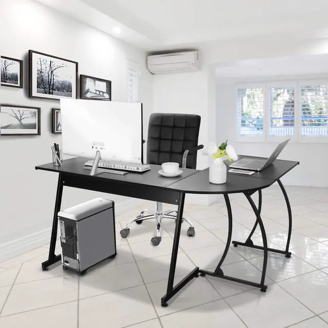 Alt view image 2 of 6 - L-Shaped Corner Desk Computer Gaming Desk - 58 Inch Modern Home PC Table Office Writing Workstation, Black