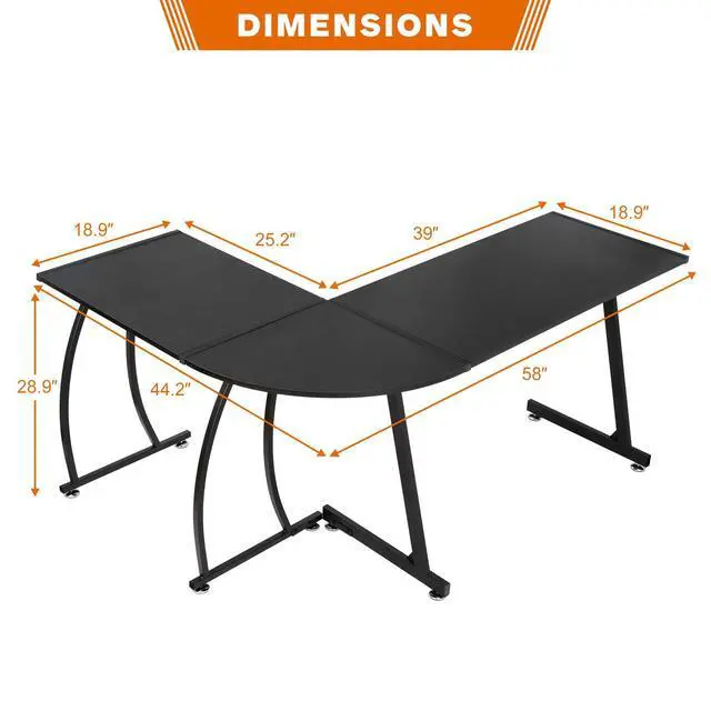 Alt view image 3 of 6 - L-Shaped Corner Desk Computer Gaming Desk - 58 Inch Modern Home PC Table Office Writing Workstation, Black