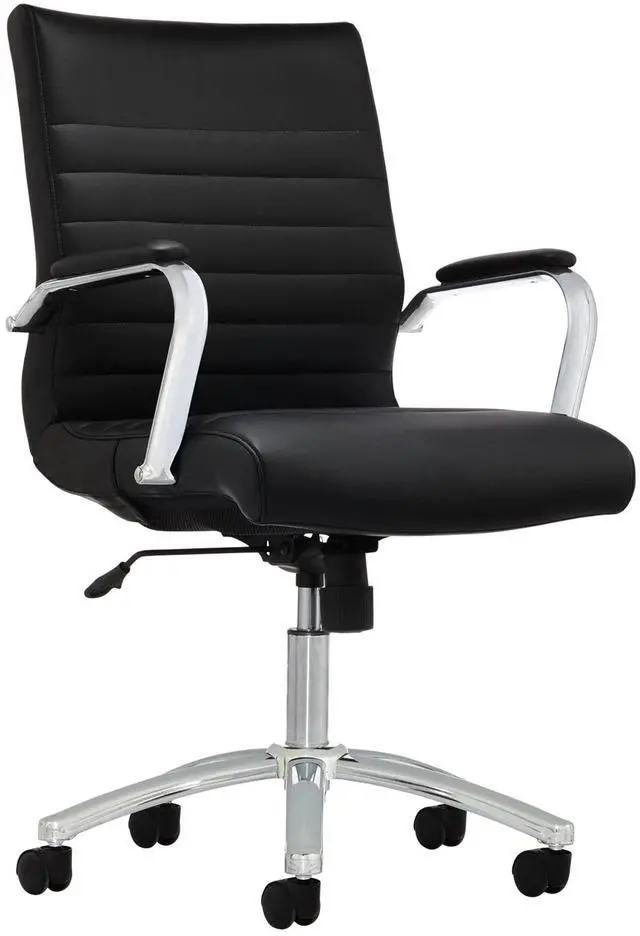 Main image of ® Modern Comfort Series Winsley Bonded Leather Mid-Back Chair, Black