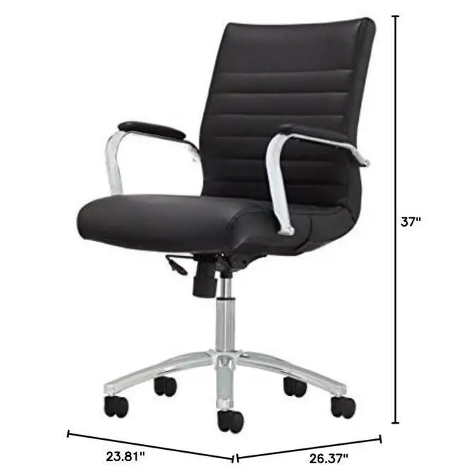 Alt view image 2 of 6 - ® Modern Comfort Series Winsley Bonded Leather Mid-Back Chair, Black