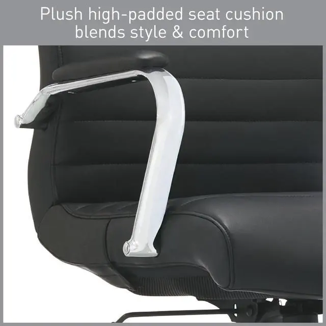 Alt view image 3 of 6 - ® Modern Comfort Series Winsley Bonded Leather Mid-Back Chair, Black