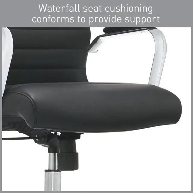 Alt view image 6 of 6 - ® Modern Comfort Series Winsley Bonded Leather Mid-Back Chair, Black
