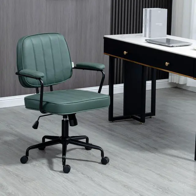 Alt view image 2 of 6 - Home Office Chair, Microfiber Computer Desk Chair with Swivel Wheels, Adjustable Height, and Tilt Function, Green
