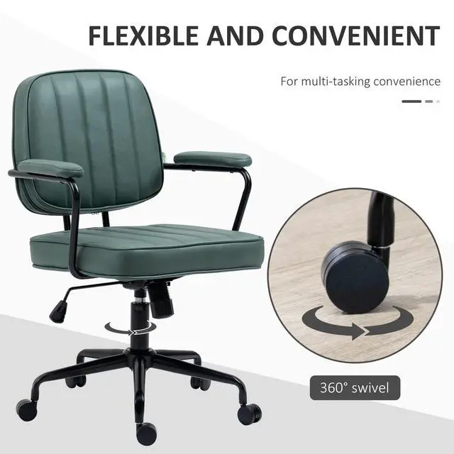 Alt view image 6 of 6 - Home Office Chair, Microfiber Computer Desk Chair with Swivel Wheels, Adjustable Height, and Tilt Function, Green